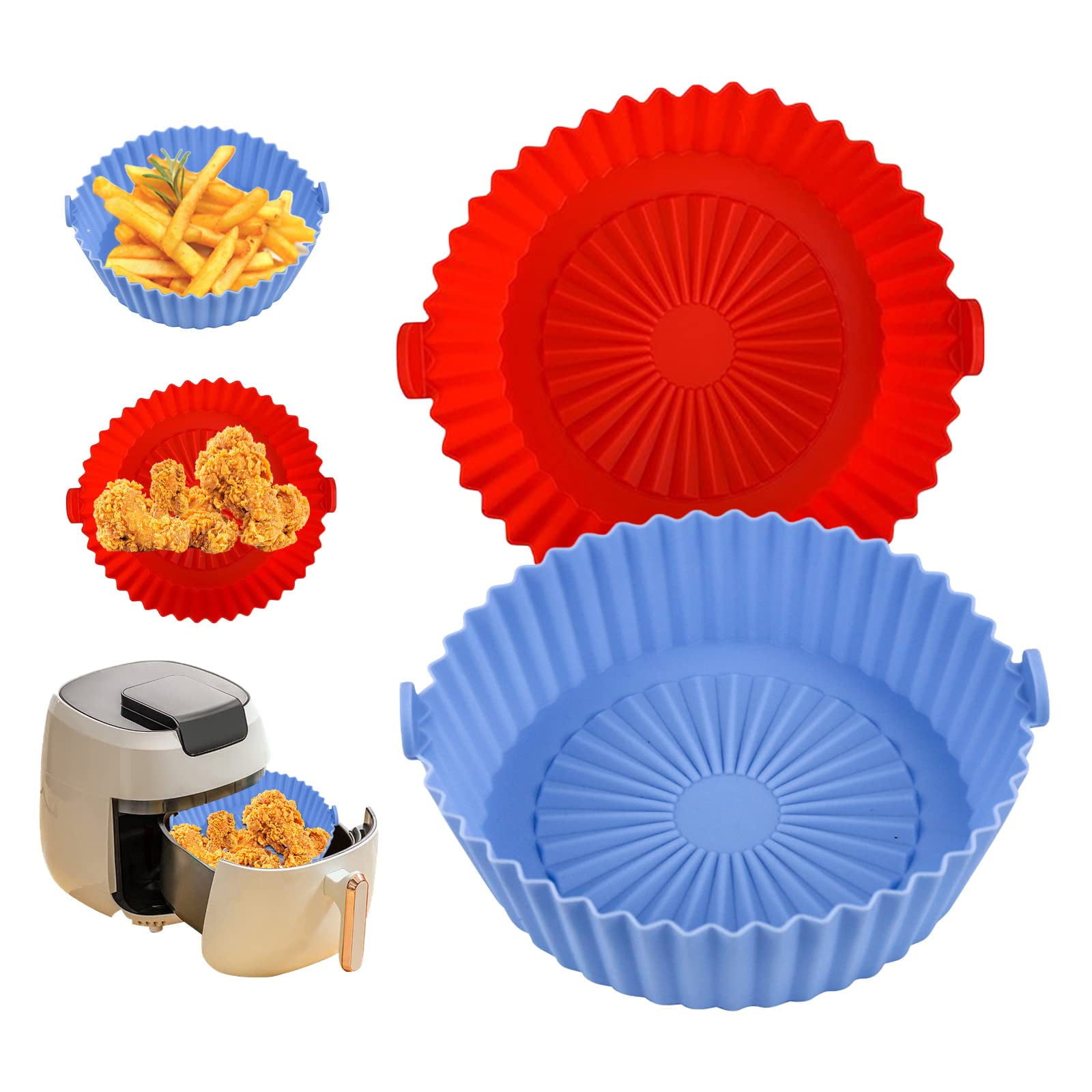 goiealeaes air fryer silicone liners silicone air fryer liners 2pcs 7.5  inch reusable and environmentally friendly
