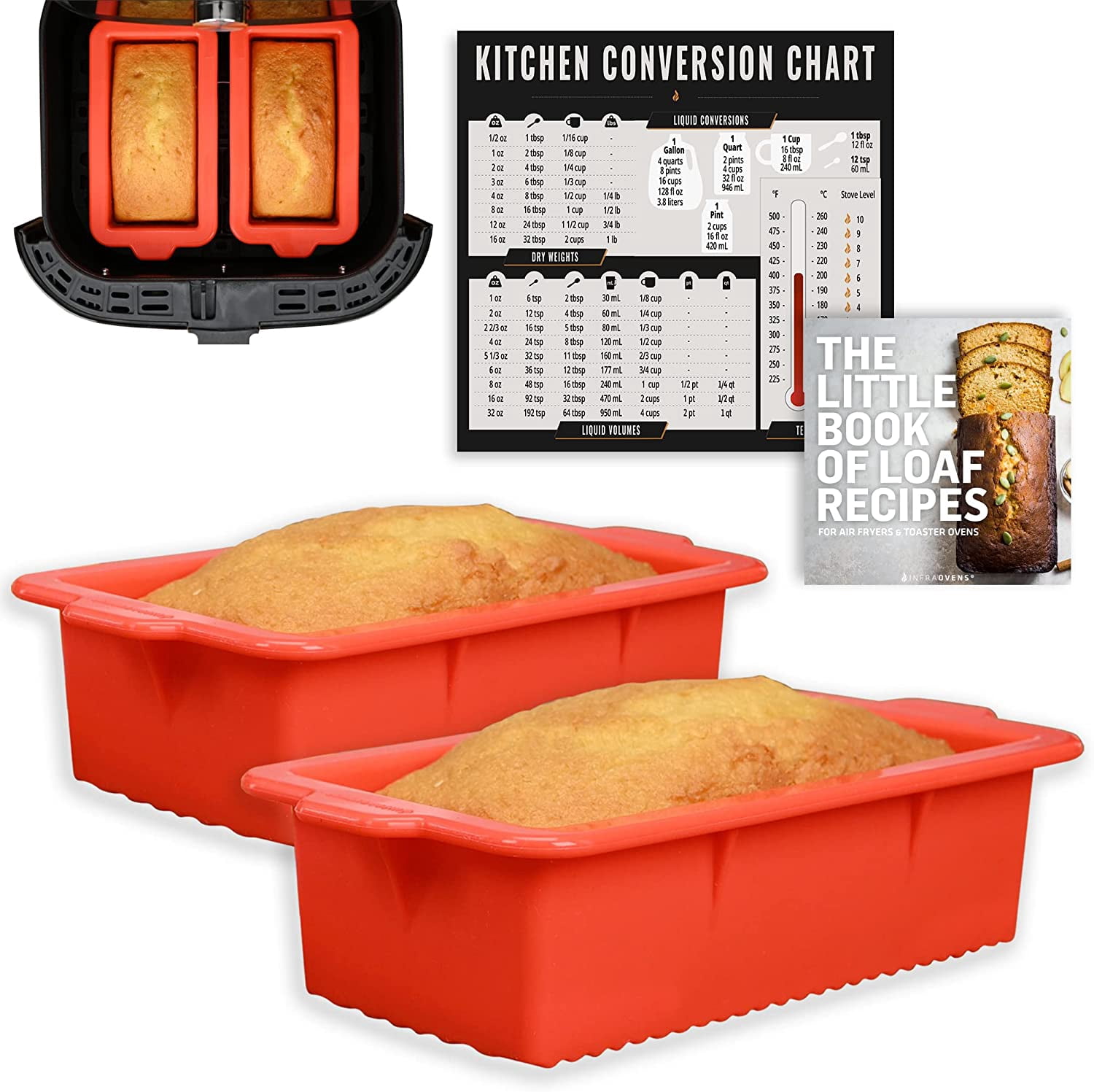 Air Fryer Silicone Loaf Pans for Baking, Non-Stick Mini Bread Cake Pan, Small Airfryer Bakeware Sets, Meatloaf Brownie Corn, Fits Instant Pot, Ninja Foodi, Cosori, Chefman, Power XL, Dash, BPA Free