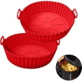 thumbnail image 1 of Air Fryer Silicone Pot, 2Pcs Air Fryer Silicone Liners Round Food Safe Non Stick Air Fryer Basket Oven Accessories, Reusable Replacement of Flammable Parchment Liner Paper Fits 3.6 To 6.8QT Air Fryer, 1 of 14
