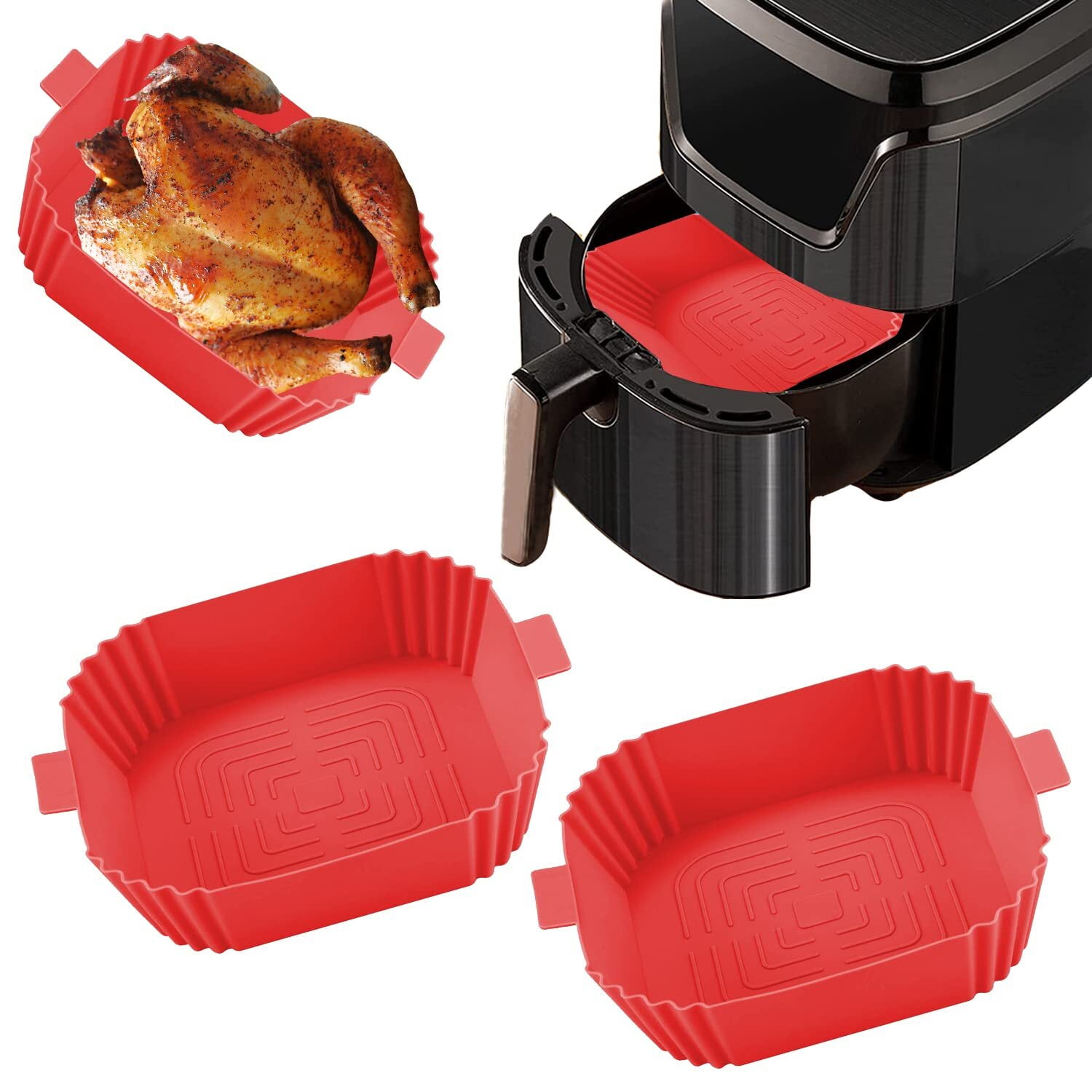 Silicone Air Fryer Liners, Square Air Fryer Liners Pot, Silicone Basket  Bowl, Reusable Baking Tray, Oven Accessories, For Cosori、ninja、tower、heat Air  Fryers, Baking Tools, Kitchen Gadgets, Kitchen Accessories - Temu