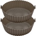thumbnail image 1 of Air Fryer Silicone Pot with Handle Reusable Heat Resistant Round Tray Vegetables Chicken Beef Baskets for Air Fryer Oven Microwave 2Pcs, 1 of 12