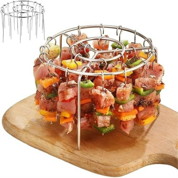 Air Fryer Skewer Rack | 12-Piece Stainless Steel Vertical Meat Skewers Set | Round Hanging Design | Oil-Less Cooking Grill | Even Heat Circulation | Fits 3-6QT Air Fryers | Easy Clean | Multi-Use