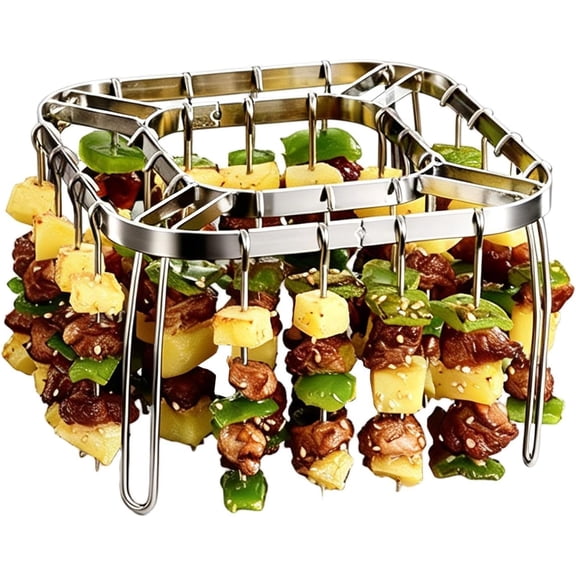Air Fryer Skewer Rack | Non-Stick Reusable Grill Skewer Rack | Vertical Meat Skewers | For Kabob BBQ For Roasting Campfire Sausage Meat Beef Bacon Fish Home Kitchen
