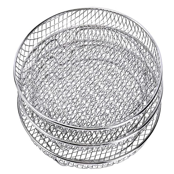 Air Fryer Three Stackable Dehydrator Racks 304 Stainless Steel Air Fryer Basket Tray Air Fryer Accessories Dishwasher Safe Fit for Oven and Press Cooker Compatible with Most Air Fryer