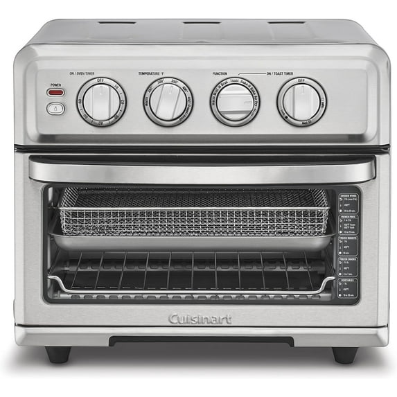 Air Fryer Toaster Oven, 1800W, 8-in-1 with Fry, Convection, Broil & Warm, 0.6 Cubic Feet, 60-Minute Timer, TOA-70NAS, Stainless Steel