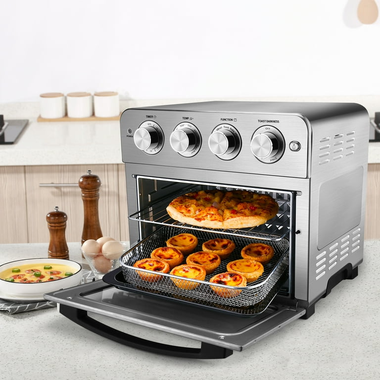 Air Fryer Toaster Oven 24 QT Counter top Toaster Oven 1700 W Stainless Steel Oil free Air Fryer Silver