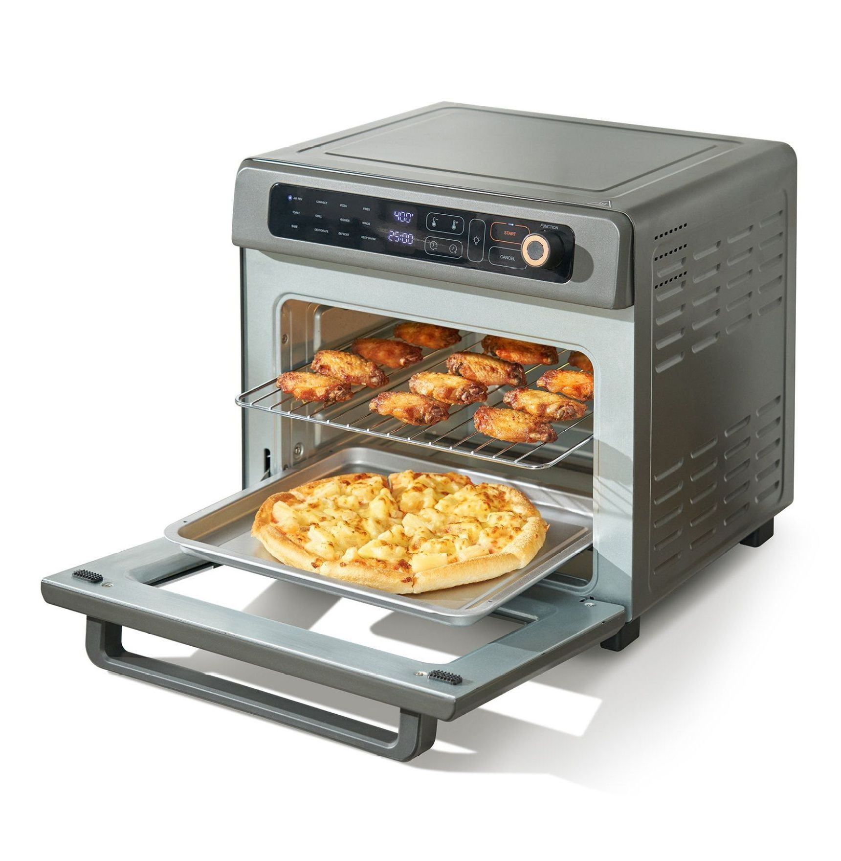 Air Fryer Toaster Oven 25L, 1700W Convection Oven Combo 12-in-1, Stainless Steel Countertop Oven with Pizza Pan, Grill, Dehydrate, Bake for Home & Commercial Use