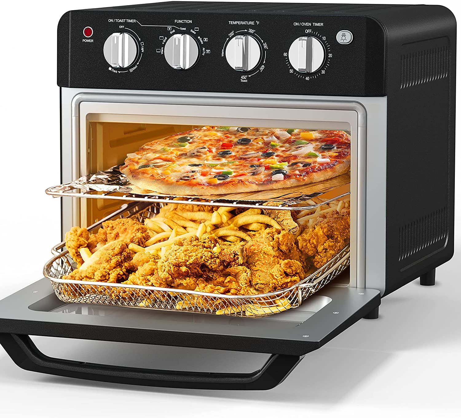 Chefman Air Fryer Toaster Oven Combo, 7-In-1 Convection Oven Countertop 20  Qt Oven Air fryer, Cook a 10 Inch Pizza, Air Fry 2 lb. of Chicken Wings