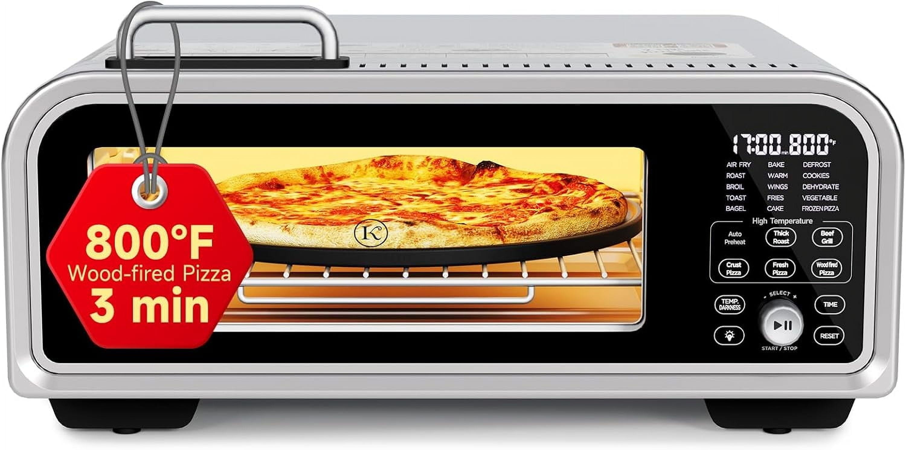 Air Fryer Toaster Oven Combo, 15-IN-1 Digital Stainless Steel Airfryer,18L Pizza Oven for 12' pizza / 9 slices, Flip Away Oven, 7 Accessories, 800°F, 3 Layer Glass Anti-scalding,1800W