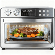 Air Fryer Toaster Oven Combo, 28Quart 12-in-1 Extra Large Countertop Convection Oven with LED Display, Toast, Roast, Bake, Reheat, Broil & Steam , 7 Accessories+Recipe, Stainless Steel