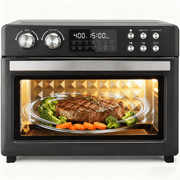 Air Fryer Toaster Oven Combo, 28Quart 12-in-1 Extra Large Countertop Convection Oven with LED Display, Toast, Roast, Bake, Reheat, Broil & Steam , 7 Accessories+Recipe, Black
