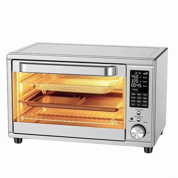 Air Fryer Toaster Oven Combo Extra Large  29.6QT Countertop Oven with Smart Probe, 12-in-1 Stainless Steel, Air Fry, Toast, Grill, Pizza, Dehydrate, 7 Accessories