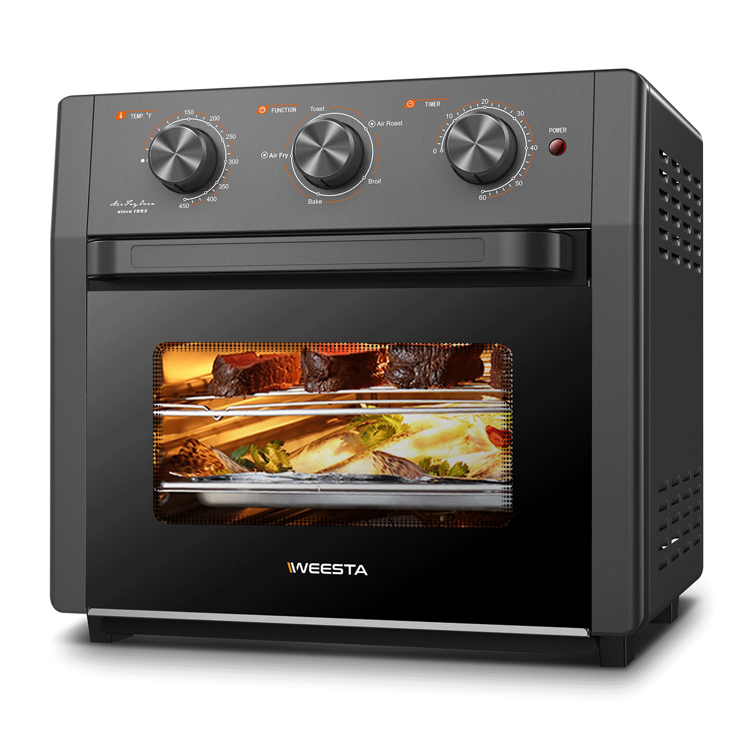 PETSITE Toaster Oven Air Fryer Combo 21.5 Quart, Xl Large Convection  Countertop Oven, Stainless Steel Kitchen Oilless Cooker with 4 Cooking