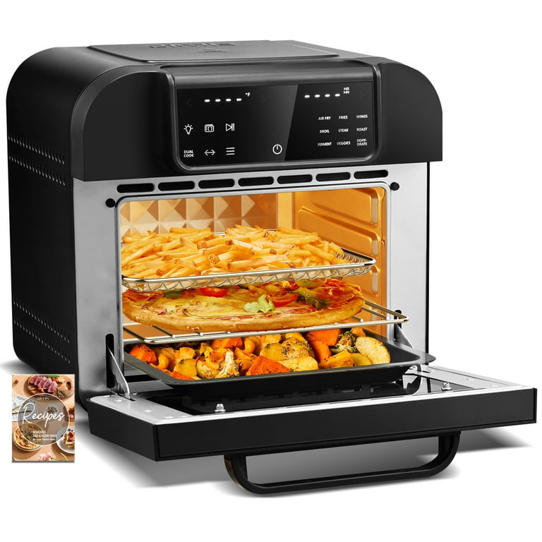 #Toaster Oven Air Fryer Combo,DAWAD 19QT Countertop Convection Oven for  Fries, Pizza, Chicken, Cake, Cookies, 4 Accessories & 33 Original Recipes