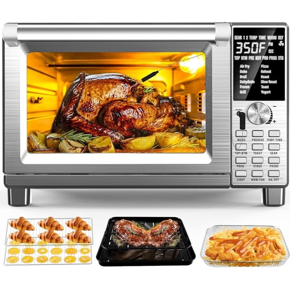 Air Fryer Toaster Smart Oven, 12-in-1 Countertop Convection, 30-QT XL Capacity, 50-500F Temperature Controls