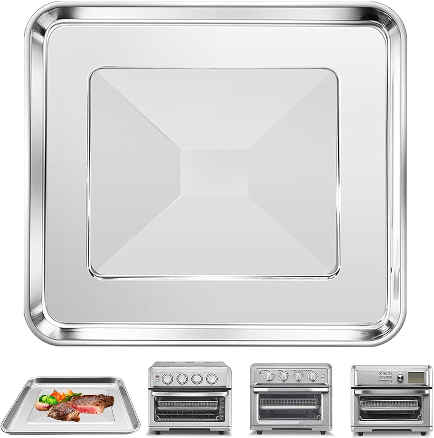 Air Fryer Tray Replacement for Cuisinart TOA-60 TOA-65 TOA-70 Toaster Air Fryer Convection Oven, 12.2 * 11'' Non-stick Mesh AirFryer Steel Basket Wire Rack Accessories Parts, Dishwasher Safe