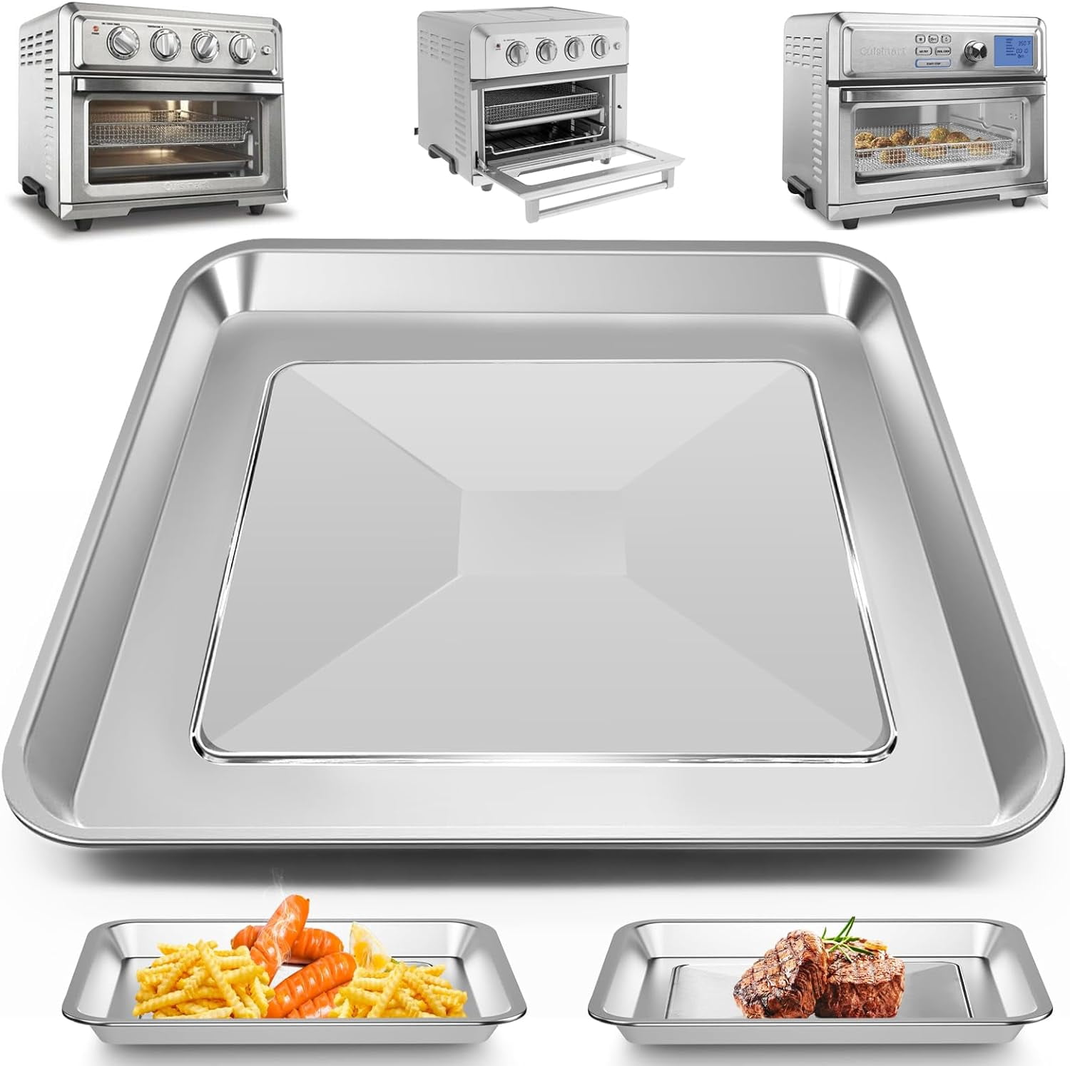 Air Fryer Tray Replacement for Cuisinart TOA-60 TOA-65 TOA-70 Toaster Air Fryer Convection Oven, 12.4 * 11''Mesh Air Fryer Steel Basket Wire Rack Accessories Parts, Dishwasher Safe