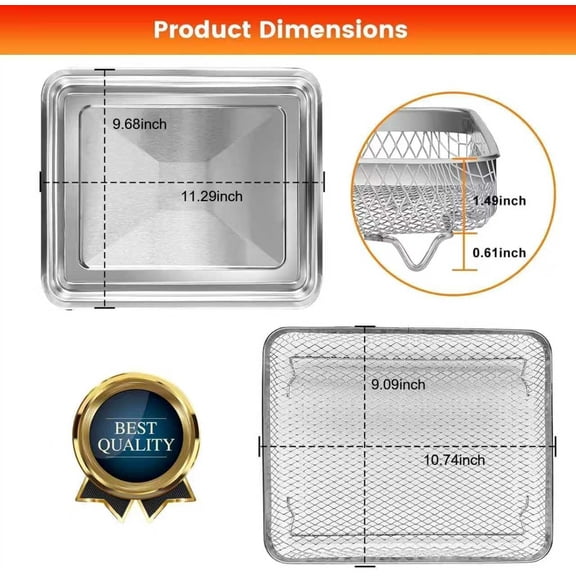 Air Fryer Tray Replacement for TOA-28 AFR-25 Toaster Air Fryer Convection Oven, 11.3 * 9.7'' Non-stick Mesh Air Fryer Stainless Steel Basket Wire Rack Accessories Parts, Dishwasher Safe