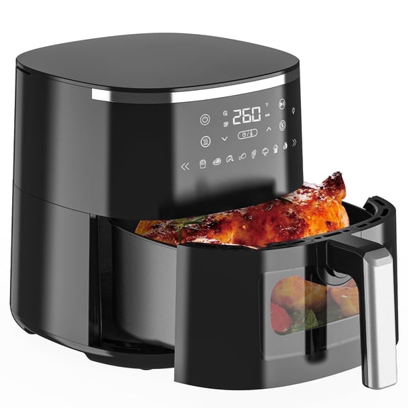 Air Fryer 6QT Toaster Oven, Kitchen Appliances with 8 Cooking Presets, 8-in-1 Max Crisp, Air Fry, Roast, Bake, Reheat and Dehydrate, 140°–400°F, Precise Heating Even Results for Kitchen