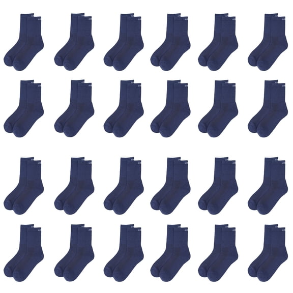 Air Garb Blue Crew Length Cushioned Cotton Socks for Men and Women Free Size - Pack of 24
