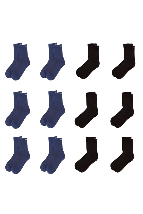 Crew Length Cushioned Cotton Socks for Men and Women Free Size - C12-B6BR6 (Pack of 12)