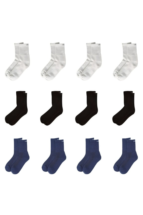 Crew Length Cushioned Cotton Socks for Men and Women Free Size - C12-W4BR4B4 (Pack of 12)