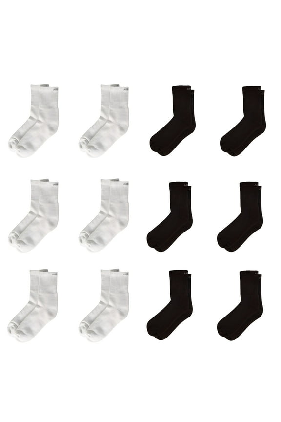 Crew Length Cushioned Cotton Socks for Men and Women Free Size - C12-W6BR6 (Pack of 12)