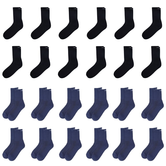 Air Garb Crew Length Cushioned Cotton Socks for Men and Women Free Size - C24-BL12B12 (Pack of 24)