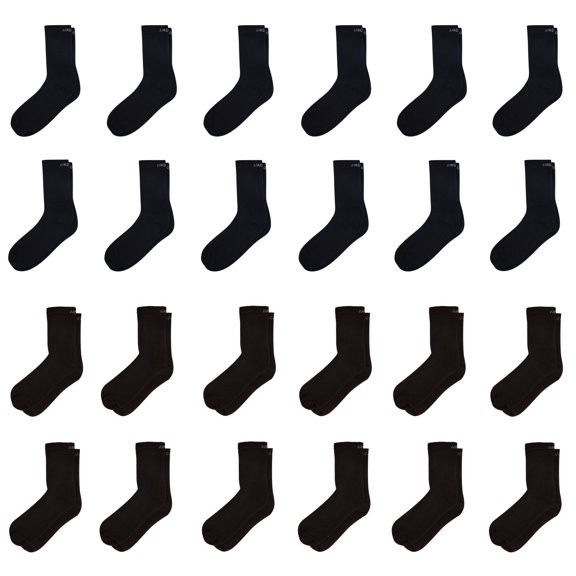 Air Garb Crew Length Cushioned Cotton Socks for Men and Women Free Size - C24-BL12BR12 (Pack of 24)
