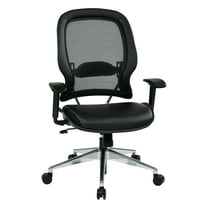Air Grid Black Back Office Chair with Bonded Leather Seat