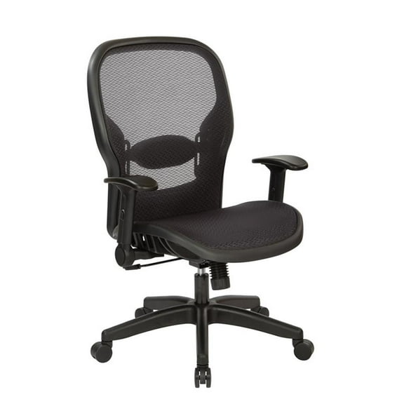 Air Grid Black Fabric Back and Seat Managers Chair with Adjustable Flip Arms