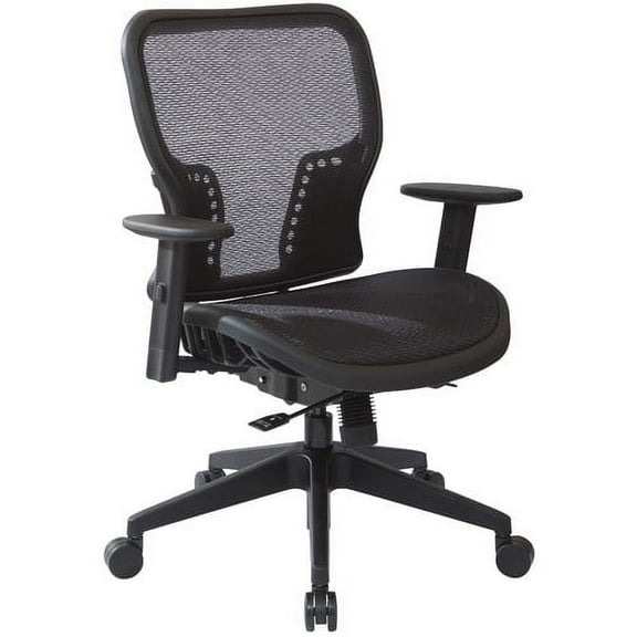 Air Grid Black Fabric Seat and Back Executive Chair with PU Padded Arms