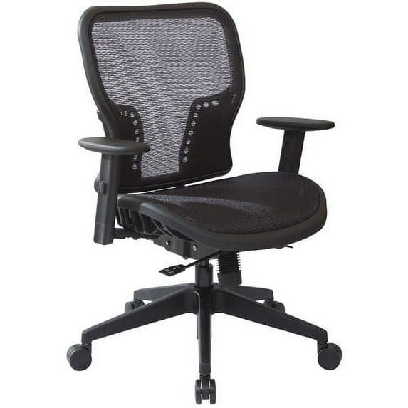 Air Grid Black Fabric Seat and Back Executive Chair with PU Padded Arms