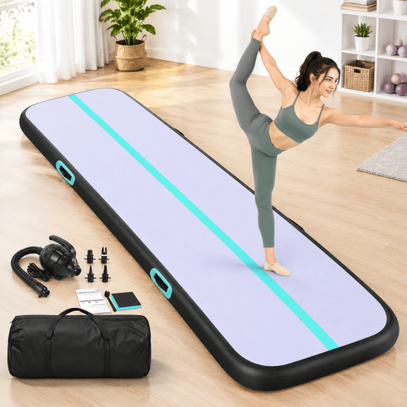 Air Gymnastics Tumbling Mat 6.6ft/10ft/13ft/16ft/20ft Inflatable Track For Home/outdooring 4/8 Inch Thick Gym With Electric Pump