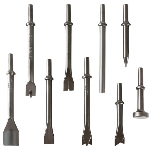 Air Hammer Chisel Set 9-Piece 0.401 Shank High Carbon Steel