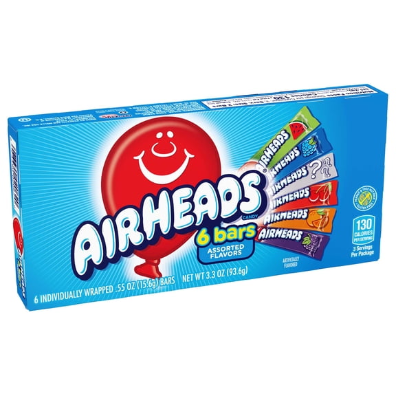 Air Heads Chewy Sweet and Sour Fruit Candy Theater Box, 6 count per pack -- 12 per case.