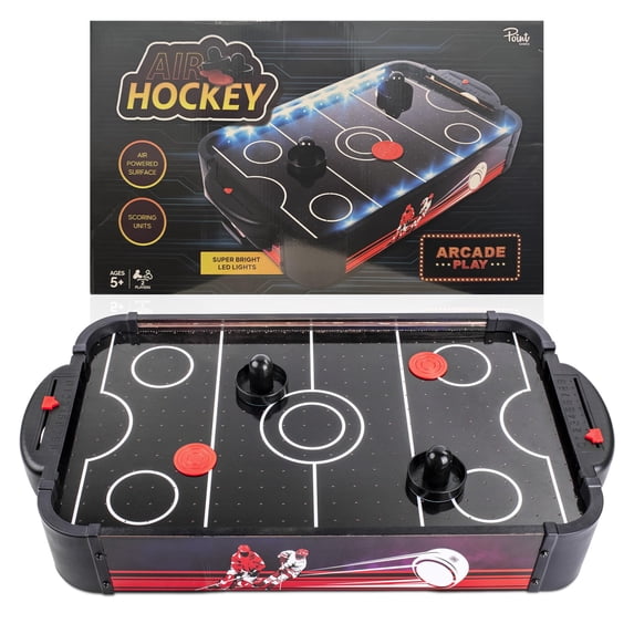 Air Hockey Game with LED Lights - Portable Tabletop Air Hockey game for Kids & Family Fun, Top Air Hockey Table Game with 2 Pushers 2 Pucks, Compact Arcade Style Air Hockey Game Table for Home