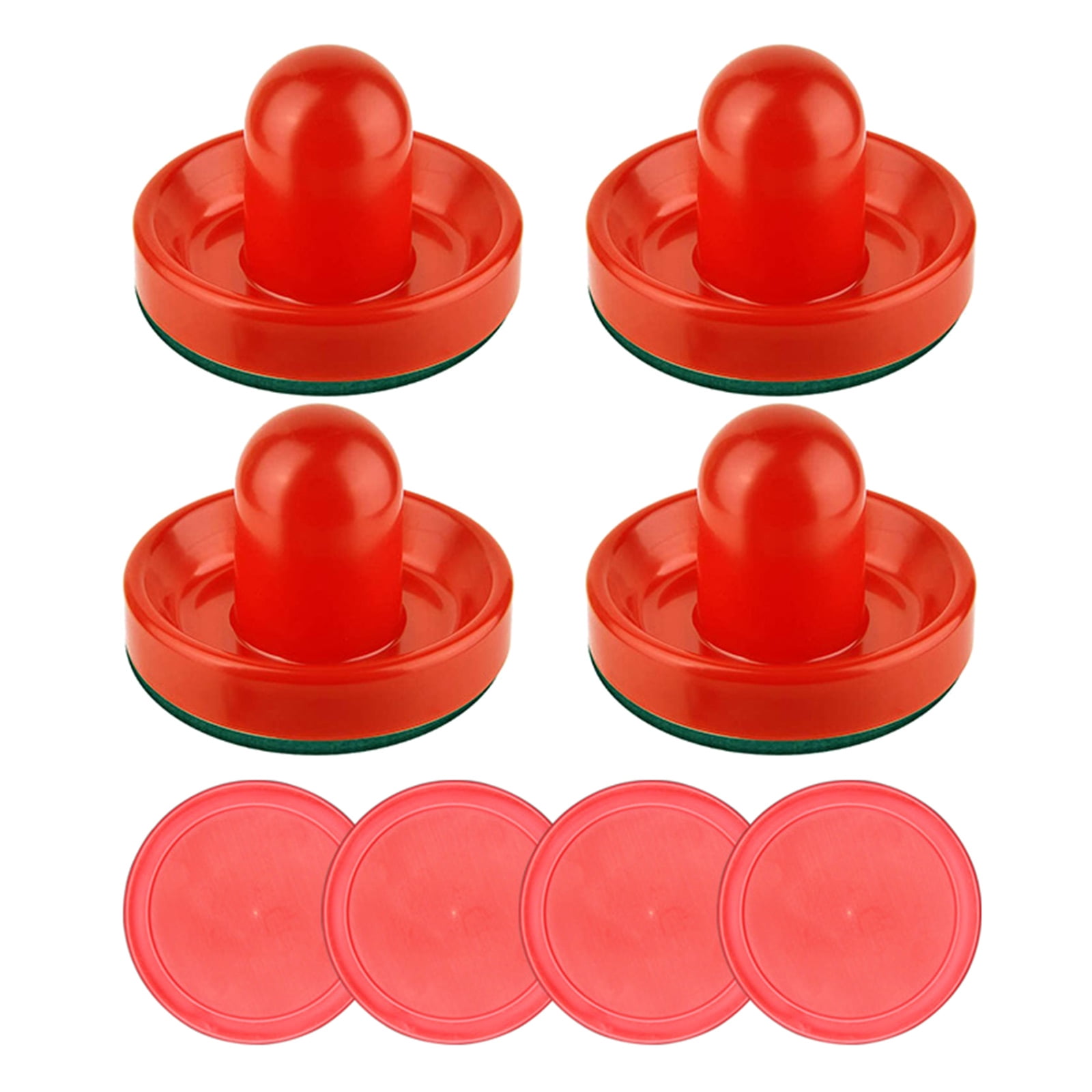 Air Hockey Replacement Accessories Set - Includes 2 Paddles, 2 Pushers, 4 Pucks (Red, ABS Plastic)
