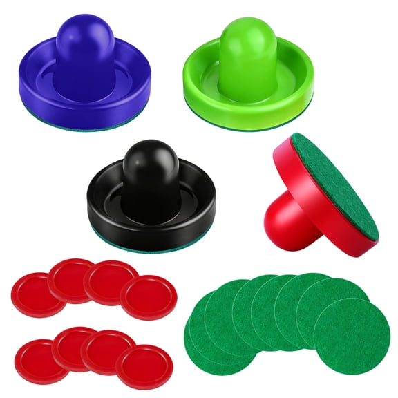 Air Hockey Pushers Set, Home Table Game Replacement Accessories, 4-pack Goalies Pucks, 8-pack Felt mallet Slider Pushers, 8-pack Replacement Pad