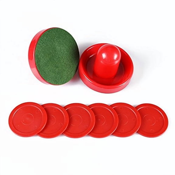 Air Hockey Red Replacement Pucks & Slider Pusher Goalies for Game Tables,Equipment,Accessories (2 Striker,6 Puck Pack)