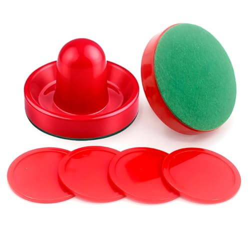 Air Hockey Set - 2 Air Hockey Pushers and 4 Air Hockey Pucks for Game Tables | Replacement Air Hockey Paddles and Pushers | Perfect Accessories for Air Hockey Games (2 Striker,4Pucks)