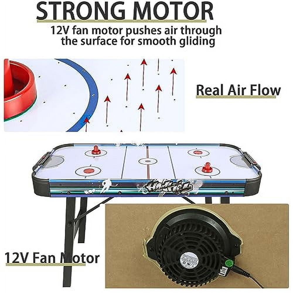 Table Multijeux Pliante 3 En 1 - Air Hockey, Bowling, Shuffleboard, Avec Ventilateur 12V, Pour Famille