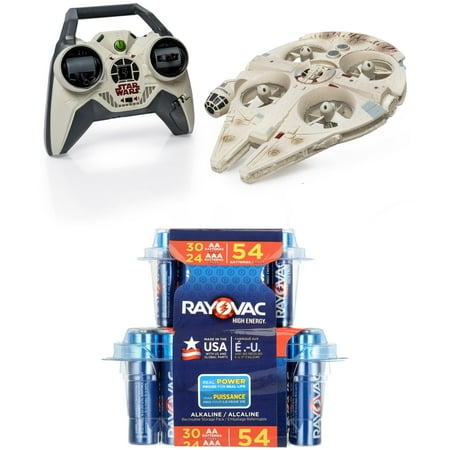 Air Hogs, Star Wars Remote Control Millennium Falcon Drone & Rayovac Battery Bundle
