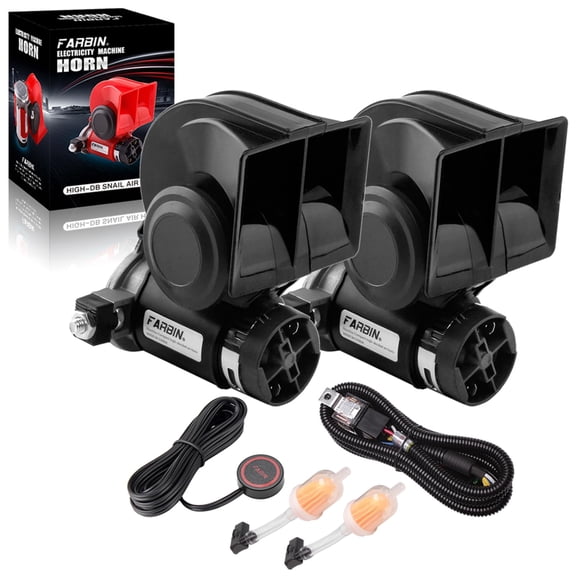 Air Horn for Truck 2Pcs, Compact Train Horn, Electric Car Horn 12V 150db Super Loud with Wiring Harness and Button, for Any 12V Vehicles