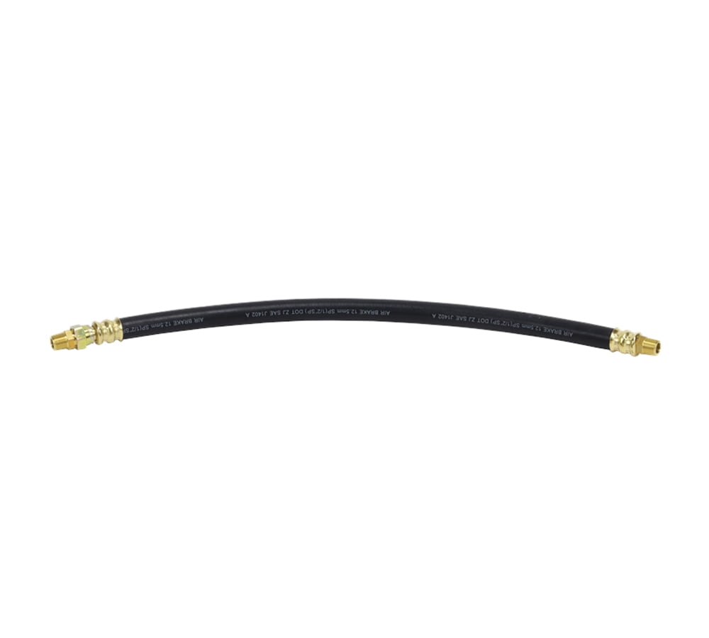 Air Brake Hose Assembly 22" x 3/8"-18 for Semi Trucks | 1/2" ID 3/8" NPT 225 PSI 1 Fixed 1 Swivel DOT FMVSS106 SAE J1402 | Replaces 16322 148022 12-38122 21272 288134 288135 32005022