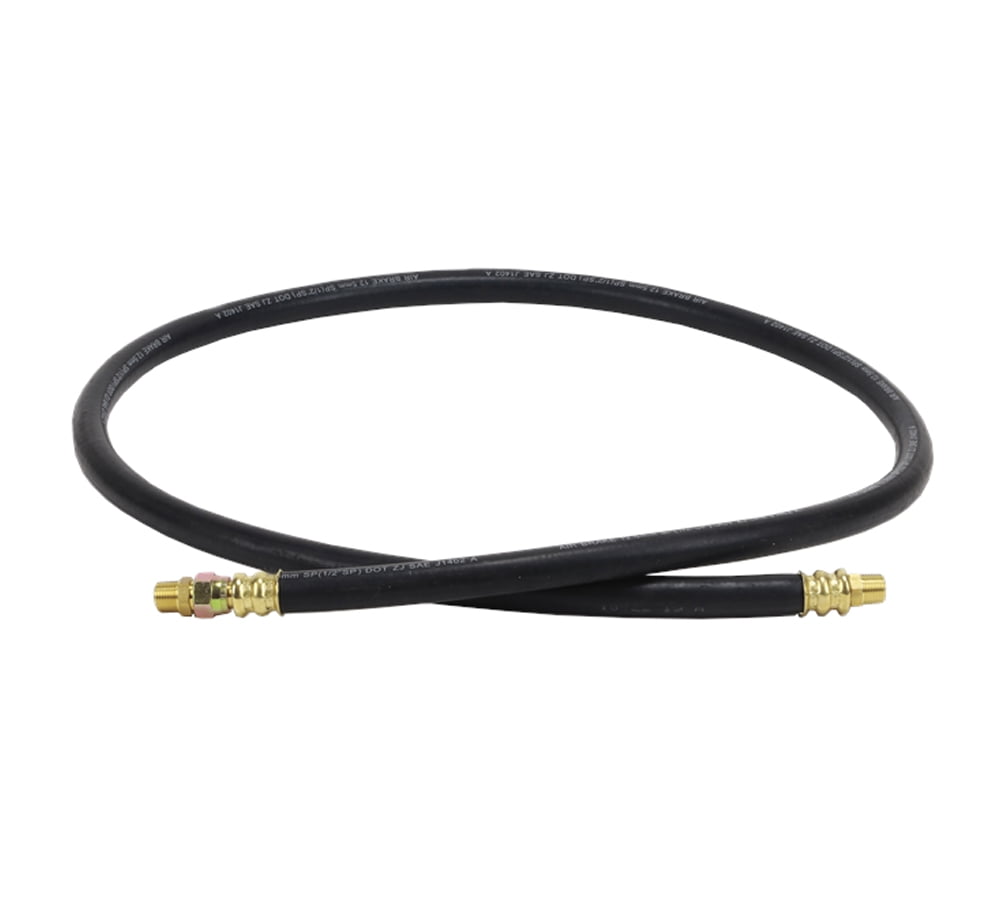 Air Brake Hose Assembly 72" x 3/8"-18 for Semi Trucks | 1/2" ID 3/8" NPT 225 PSI 1 Fixed 1 Swivel DOT FMVSS106 SAE J1402 | Replaces 16372 148072 13-1411R 18172 21349 GTA1238F72 HE0872