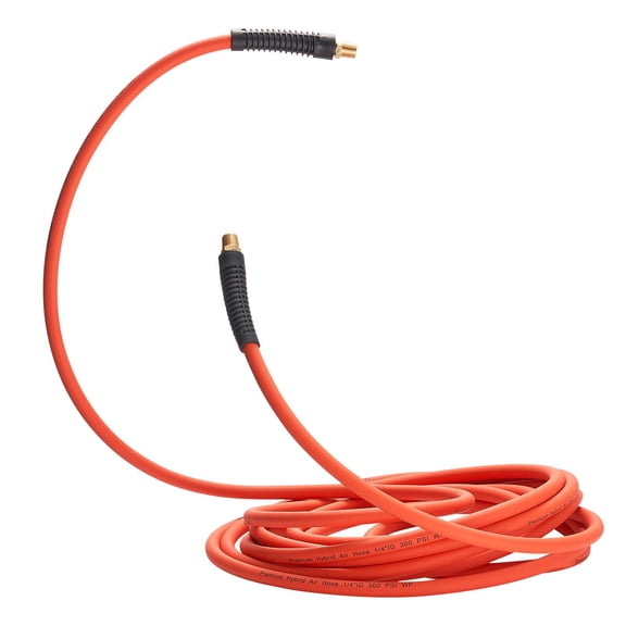 Air Hose 1/2 Inch x 100 Feet Hybrid Kink Resistant Pneumatic Hose with Brass Fittings 300 PSI Weather Flexible Orange