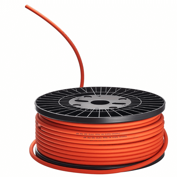 Air Hose 1/4" x 250ft Hybrid, Kink Resistant Pneumatic Hose, Lightweight Rubber PVC Air Compressor Hose for Auto, Home, 300 PSI, Orange