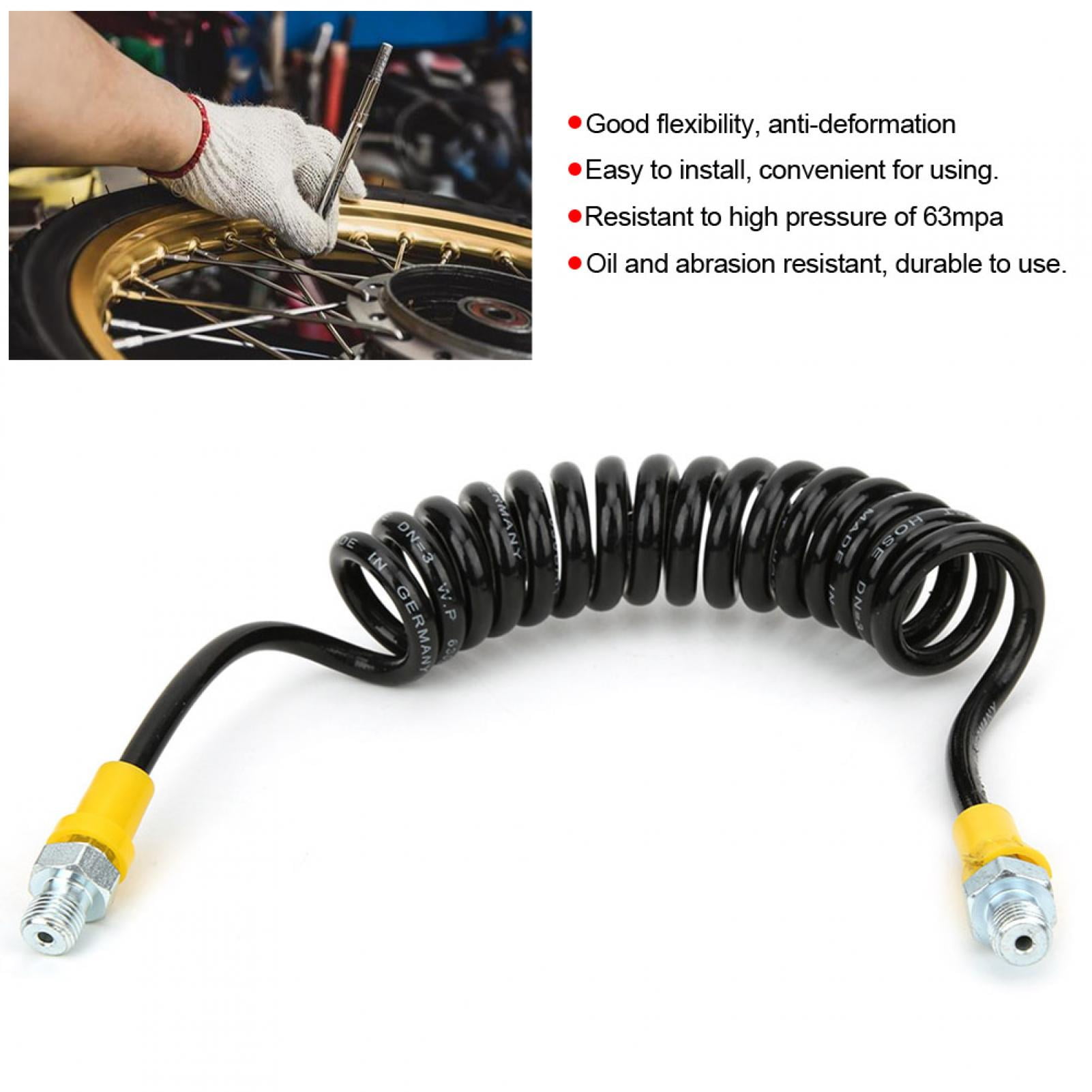 Air Hose, 1.5m Flexible Spiral Hose Tube 63mpa High Pressure Fittings