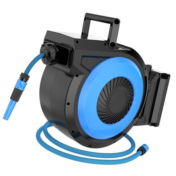 Air Hose and Water Hose Reel with Automatic Rewinder System Suitable for Watering Task Residential Landscaping Detailing